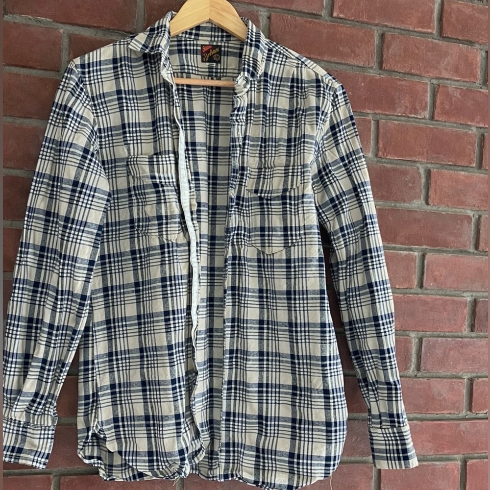 Vintage Sportswear Hemp Cotton Plaid Shirt USA Distressed Grunge Medium